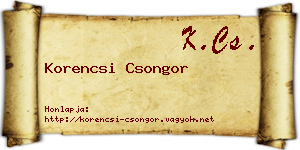 Korencsi Csongor névjegykártya